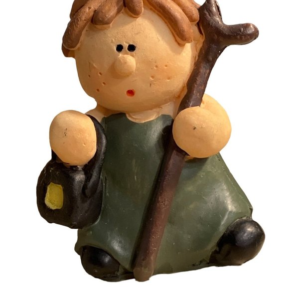 Nativity set 8 Piece Ceramic porcelain Christmas Lighted Whimsical Children - Picture 3 of 14